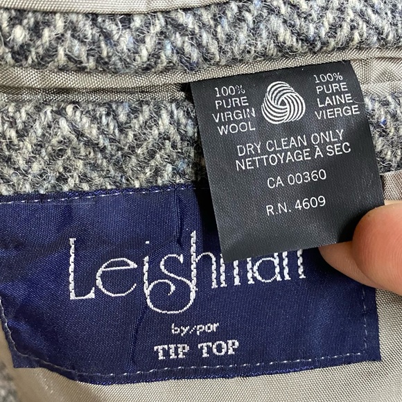 Vintage Harris Tweed Leishman Classic Grey Wool Herringbone Blazer 46R - Picture 4 of 16